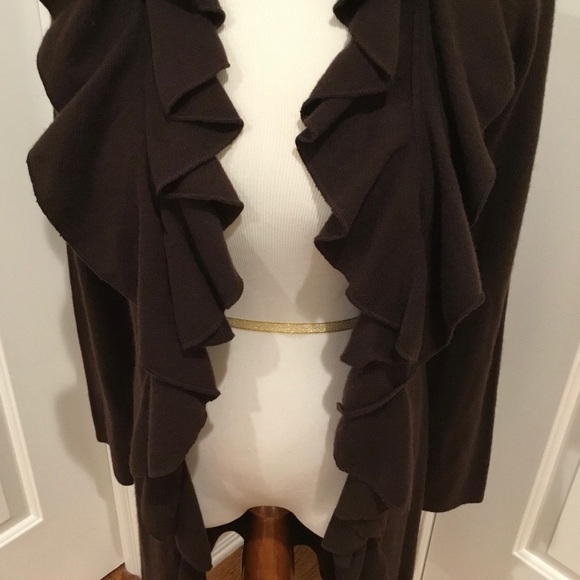 WHITE+WARREN RUFFLED CASHMERE LONG SWEATER DUSTER - Picture 3 of 13